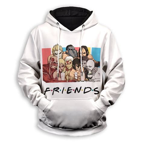 Attack On Titan Hoodie Nine Titans Friends White Hoodie Attack On Tita ...