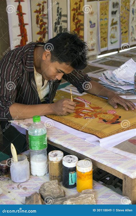Bagan - Myanmar - Burmese Sand Painting - Burma Editorial Stock Image ...