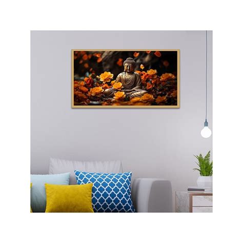 Buy Dekorstation Meditating Buddha with Flower Peace & Harmony Canvas ...