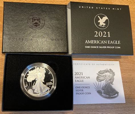 2021-S Proof $1 Type 2 American Silver Eagle with COA & Box 21EMN ...
