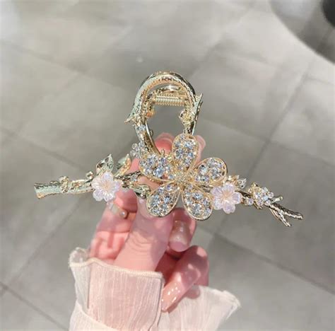 C & C Large Metal Hair Claw | Pearl and stone design hair claw ...