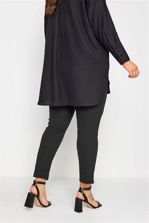 YOURS Plus Size Glitter Tapered Trousers | Yours Clothing