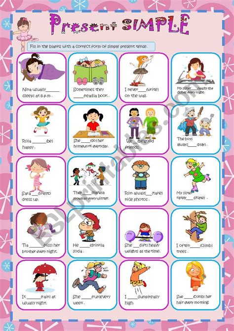 Image result for Free Printable Worksheet Simple Present