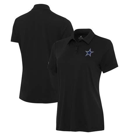 NFL Women's Antigua Black Dallas Cowboys Reprocess Polo