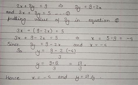 Solve the following pair of linear equations by Substitution method 2x ...