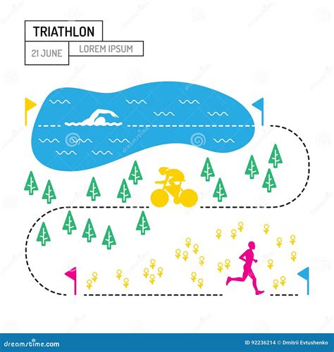 Map sport triathlon stock vector. Illustration of linear - 92236214