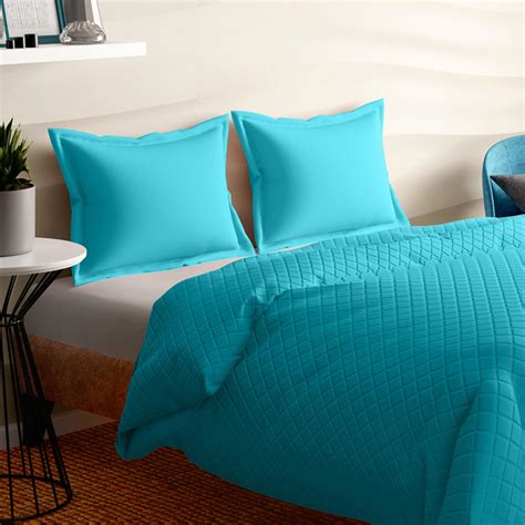 Buy PORTICO Shades Blue Textured Cotton Double Bed Cover - 220x240cm ...