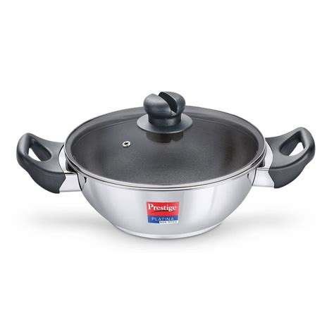 Prestige Platina Non-stick Stainless Steel Induction Bottom Kadai with ...