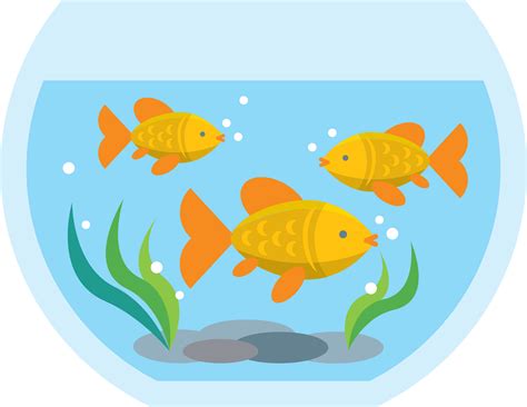 A clipart image of three orange and yellow fish swimming in a round ...