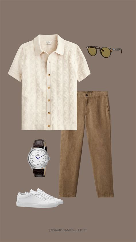 Men's Sweater Polo Outfit | Brown and Cream