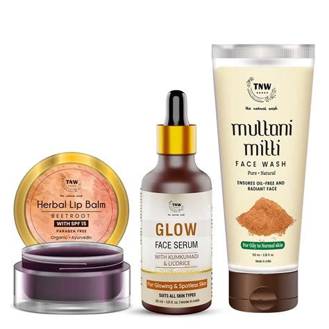 Buy TNW-SKIN & LIP CARE COMBO OF 3 WITH GLOW FACE SERUM, MULTANI MITTI ...