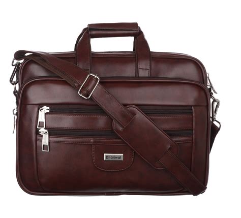 Foam File Messenger Bag 16 Inch Brown Faux Leather Office & Laptop Bag ...