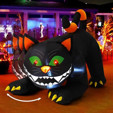 Amazon.co.jp: COMIN 6フィート ハロウィン インフレータブル黒猫 屋外装飾 爆破式庭 大型猫 動く頭と内蔵LED付き 屋内 ...