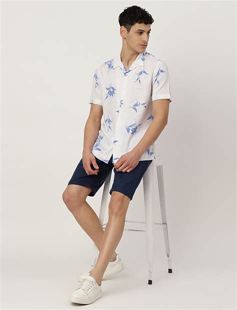Buy Linen Mix Printed Spread Collar Shirt at Marks & Spencer