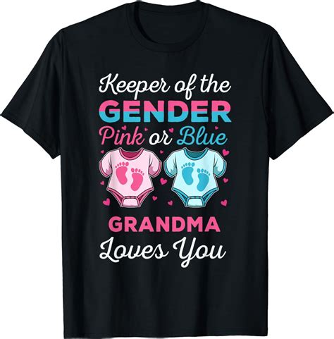 Keeper Of The Gender Grandma Loves You Baby Shower Family T-Shirt ...