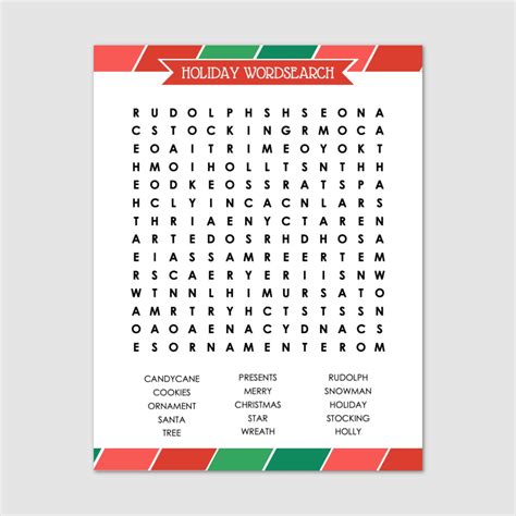 Holiday Word Search Puzzles Printable