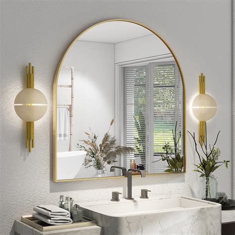 Amazon.com: Mestikits 30" x 40" Arch Mirror for Bathroom, Gold Arched ...