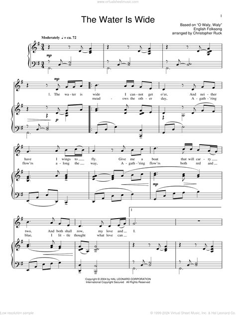 The Water Is Wide sheet music for voice and piano [PDF]