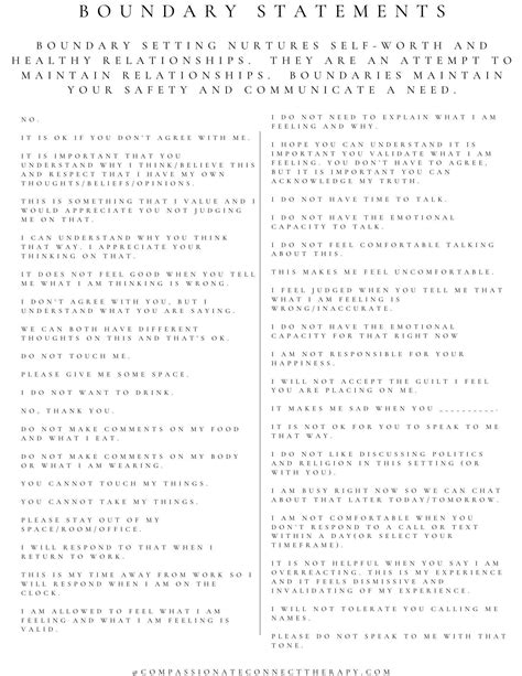 Boundary statements printable examples of ways to communicate ...