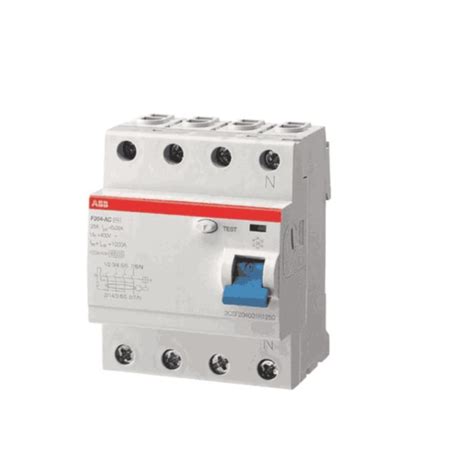 ABB 40A 100ma Four Pole RCCB 10KA (FP / 4P) (F SERIES),1SYF204005R2400,