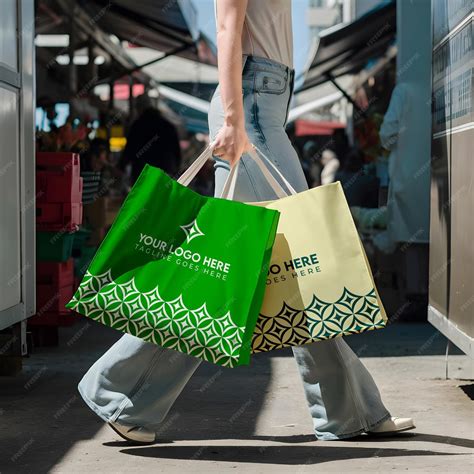 A person carrying shopping bags mockup | Premium AI-generated PSD