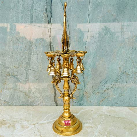 Brass Peacock Diya with Stand, Brass Traditional Puja Diya, – Ashtok