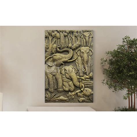 Buy Nature inspired 3D Relief Mural Set - Elephant, Deer, Trees Online ...