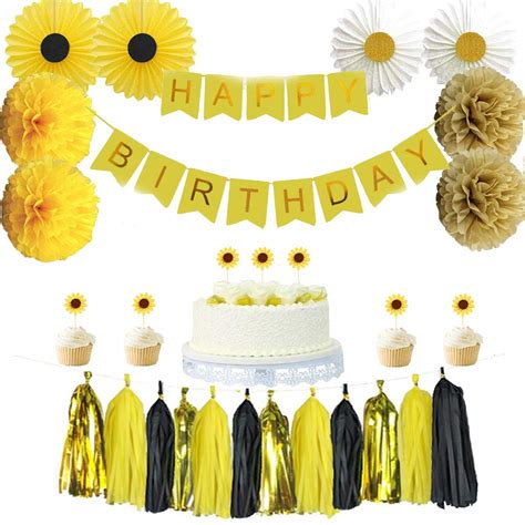 Sunflower Birthday Party Decorations Supplies Kit, Yellow Sunflowers ...