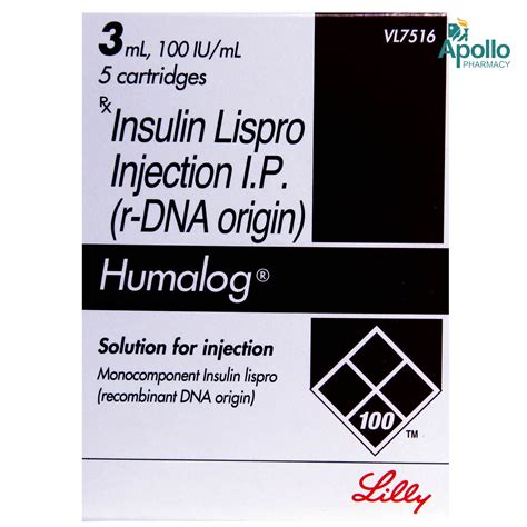 Humalog 100IU/ml Solution for Injection 5 x 3 ml Price, Uses, Side ...