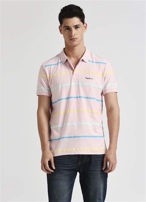 Pink Herringbone Summer Striper Polo | Pepe Jeans India