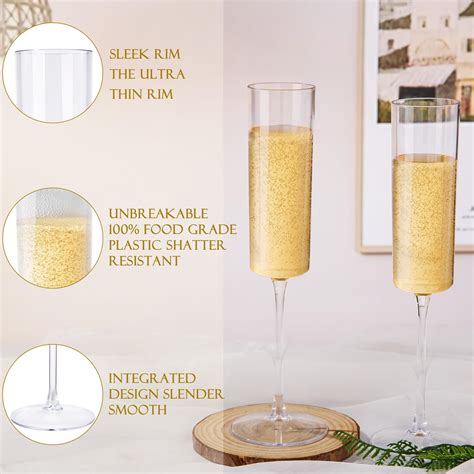 Snapklik.com : 24 Pack Plastic Champagne Flutes - Clear 6 Oz Disposable ...