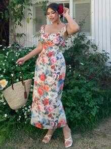 Dazy Plus Plus Size Floral Print Maxi Sleeveless Chiffon Vacation Dress ...