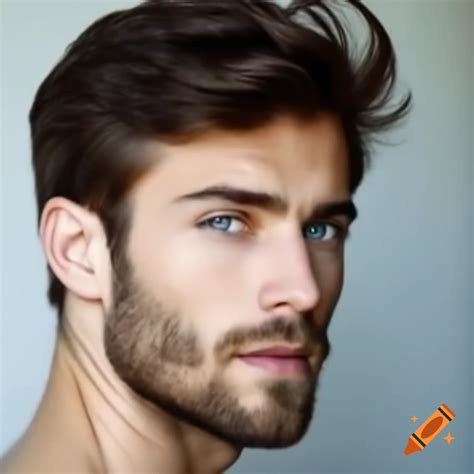 Photo realistic portrayal of handsome italian man with tousled brown ...