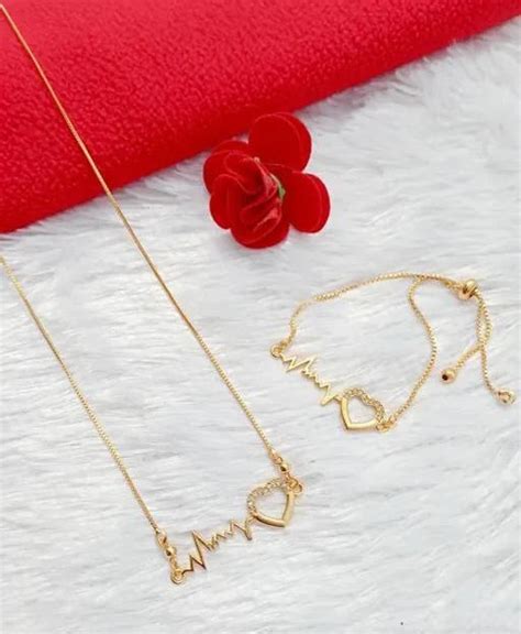 fcity.in - Yehra Designs Gold Plated Heartbeat Necklace Chain Bracelet ...