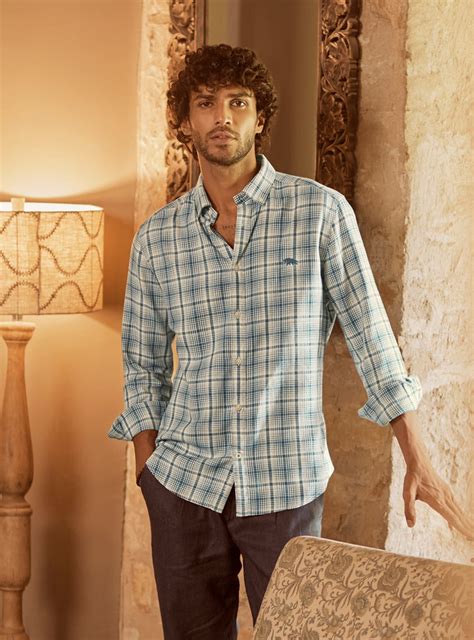 Andamen Cool Grey Grid Shirt