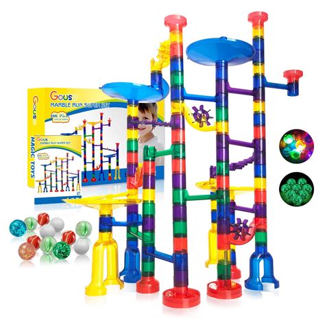 Buy 166Pcs Glowing Marble Run for Kids - Marble Maze & Building Block ...