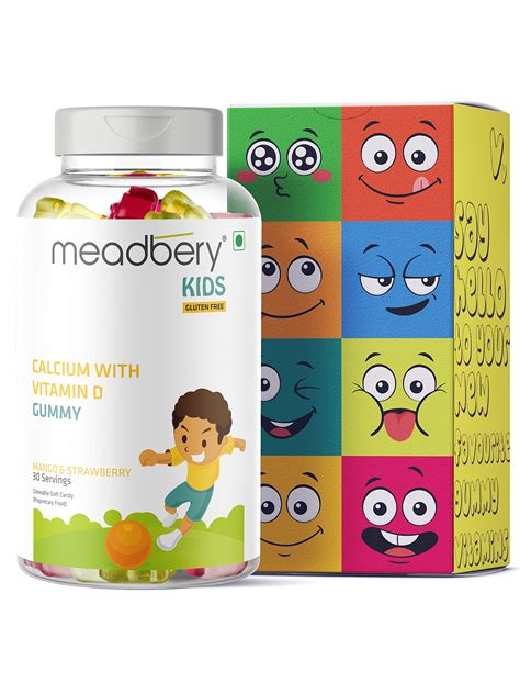 Meadbery Calcium Vitamin D Gummies For Kids For Stronger Bones And ...