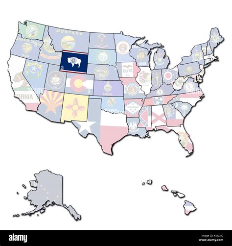 wyoming on isolated map of united states of america with state borders Stock Photo - Alamy