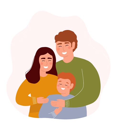 Happy family hugs. Mom, Dad, son together. Vector graphics. 12908765 ...