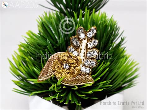 10 Pc Gold Patches Appliques Zardozi Handmade DIY Crafting Decorative ...