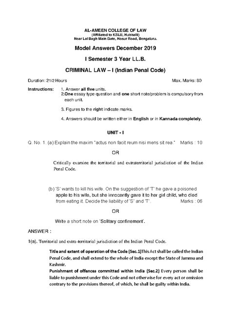 IPC - It's important - AL-AMEEN COLLEGE OF LAW (Affiliated to KSLU ...