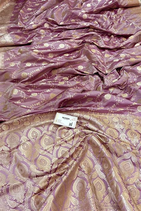 Lavender Ropeway Jaal Katan Silk Banarasi Saree – Mohsin Textiles