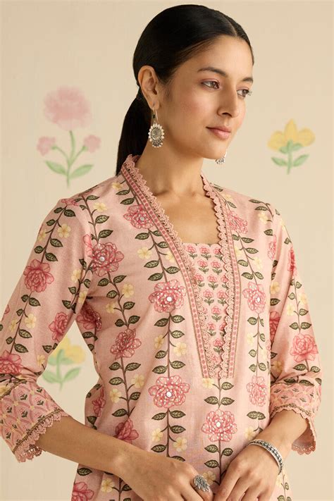 Buy Peach Printed Straight Cotton Kurta for Women | Cotton Kurta ...