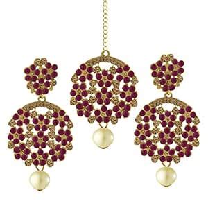 Spargz Women's Designer Gold Plated Alloy Earring with Tikka : Amazon ...