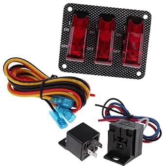ATORSE® 3 Row Led Safety Cover Toggle Switch Fiber Surface Panel Red ...