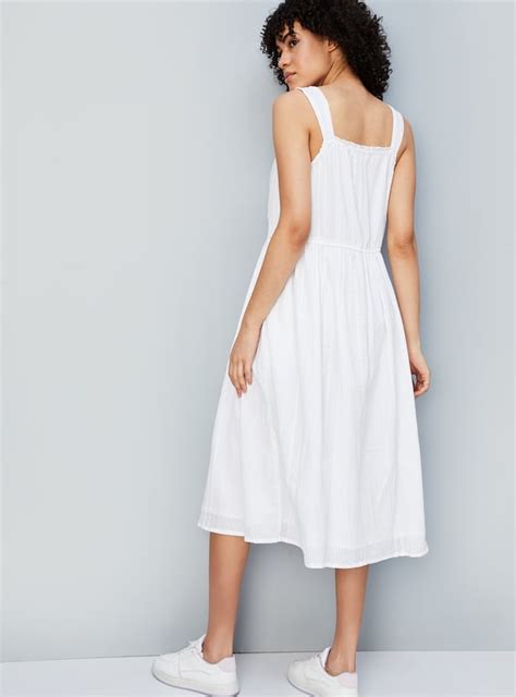 Buy Women Striped Seersucker Midi Dress Online at just Rs. 1299.0 ...