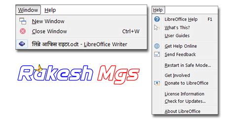 LibreOffice Writer Windows Menu and Help Menu Hindi Notes | LibreOffice ...