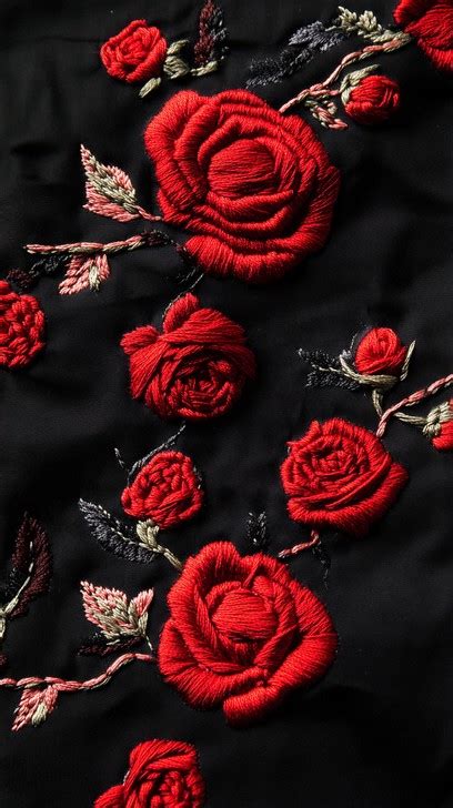 Image result for Embroidered Rose Pattern