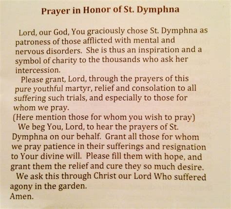 Prayer to St Dymphna, Patron Saint of Mental and Nervous Disorders