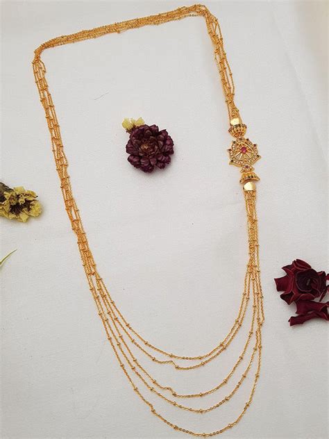 Gold Plated Real Gold Finish 5 Line Multi Colour Mopu Chain CRG04-290 ...